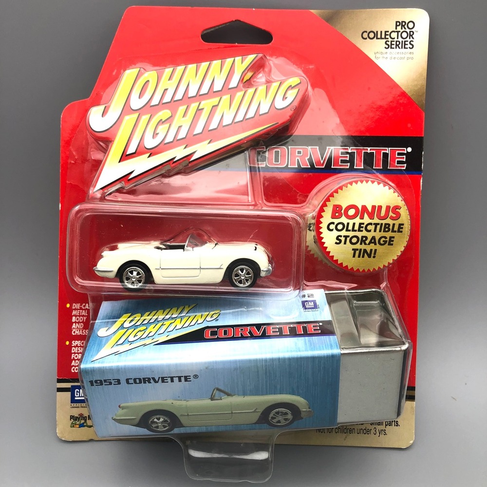 Johnny Lightning 1953 Corvette White Pro Collector Series Diecast with Tin New‎